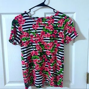 Ladies Floral & Stripe Top